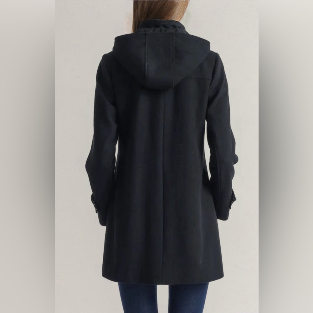 Kimi and Kai Black Maternity Pea Coat with Toggle Closures - Picture 3 of 5